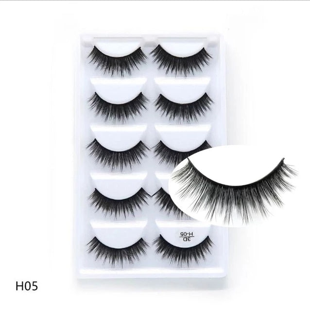 Novo 5 pares artesanal 3d vison cílios curtos cílios postiços cruz desarrumado densa natural cílios de olho estágio maquiagem cílios postiços