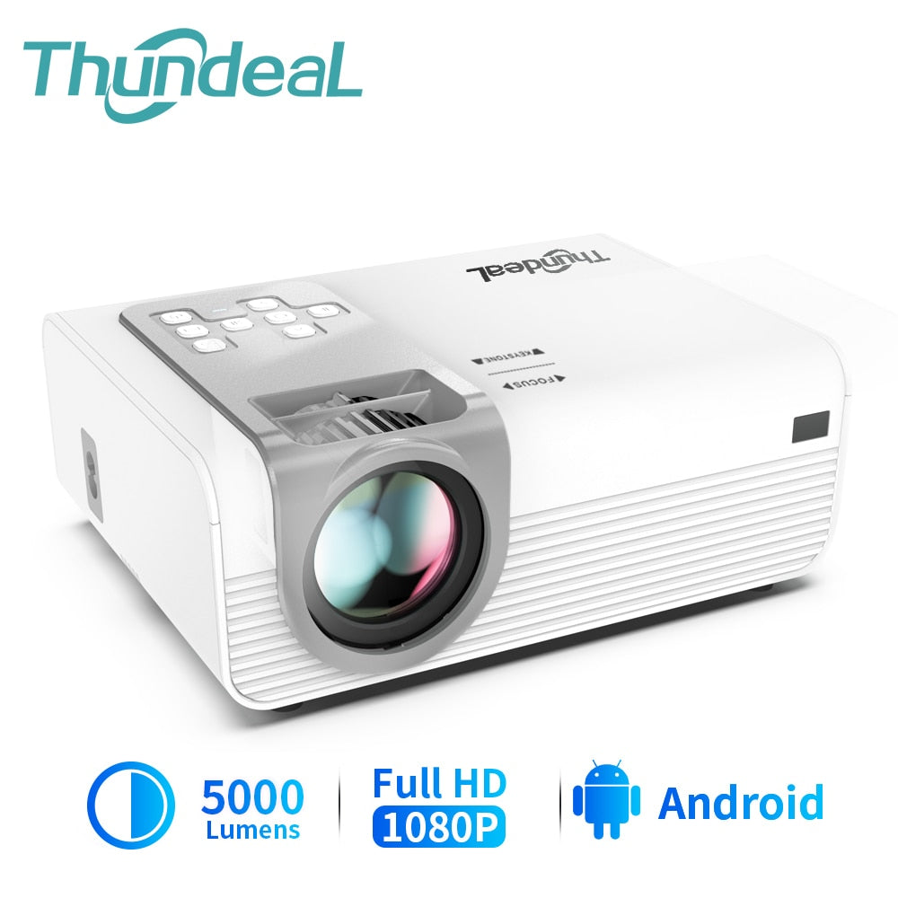 Thundeal td90 pro ful hd projetor mini led android wifi td90pro nativo 1080p projetor de vídeo cinema em casa filme 3d led proyector mini projetor portátil projetor 1080p full hd