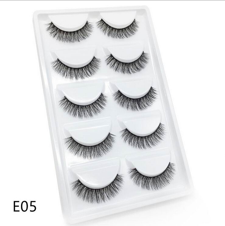 Novo 5 pares artesanal 3d vison cílios curtos cílios postiços cruz desarrumado densa natural cílios de olho estágio maquiagem cílios postiços