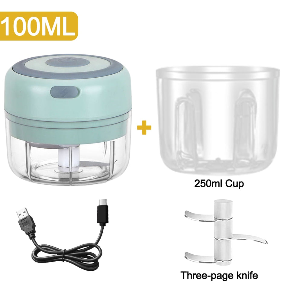 100/250mL Mini Electric Garlic Chopper USB Charging Ginger Masher Machine Sturdy Durable Chili Vegetable Crusher Kitchen Tools