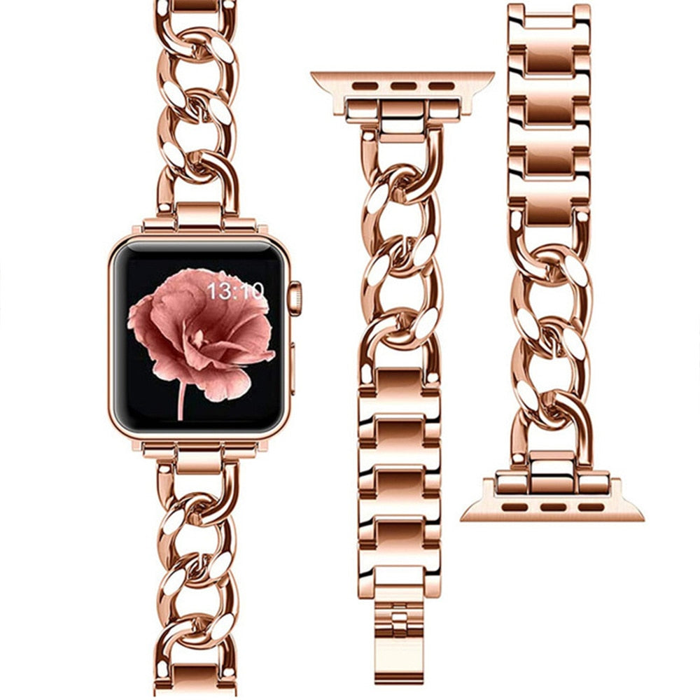 Pulseira feminina de aço inoxidável para apple watch