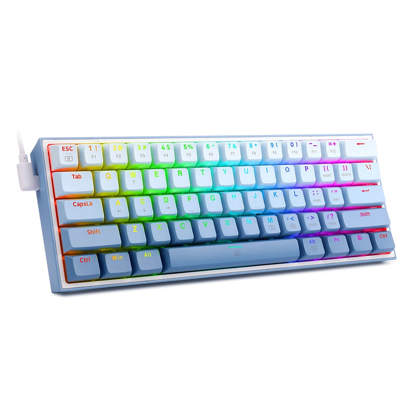 REDRAGON Fizz K617 RGB Mini USB Teclado Com Fio, Teclado Gaming Mecânico Interruptor Vermelho 61, Chave Gamer para PC, Computador Portátil.