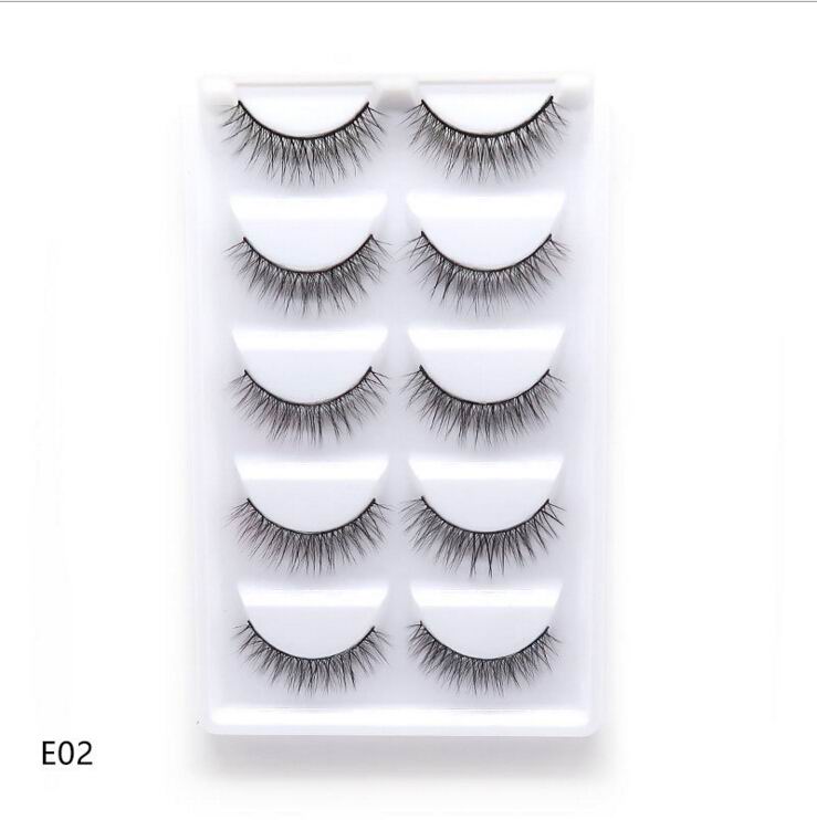 Novo 5 pares artesanal 3d vison cílios curtos cílios postiços cruz desarrumado densa natural cílios de olho estágio maquiagem cílios postiços