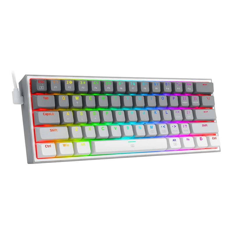 REDRAGON Fizz K617 RGB Mini USB Teclado Com Fio, Teclado Gaming Mecânico Interruptor Vermelho 61, Chave Gamer para PC, Computador Portátil.