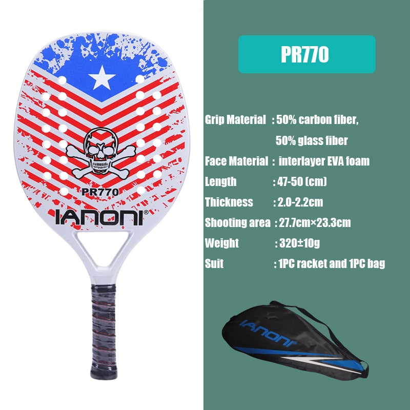 Camewin adulto raquete de tênis de praia de carbono completo profissional