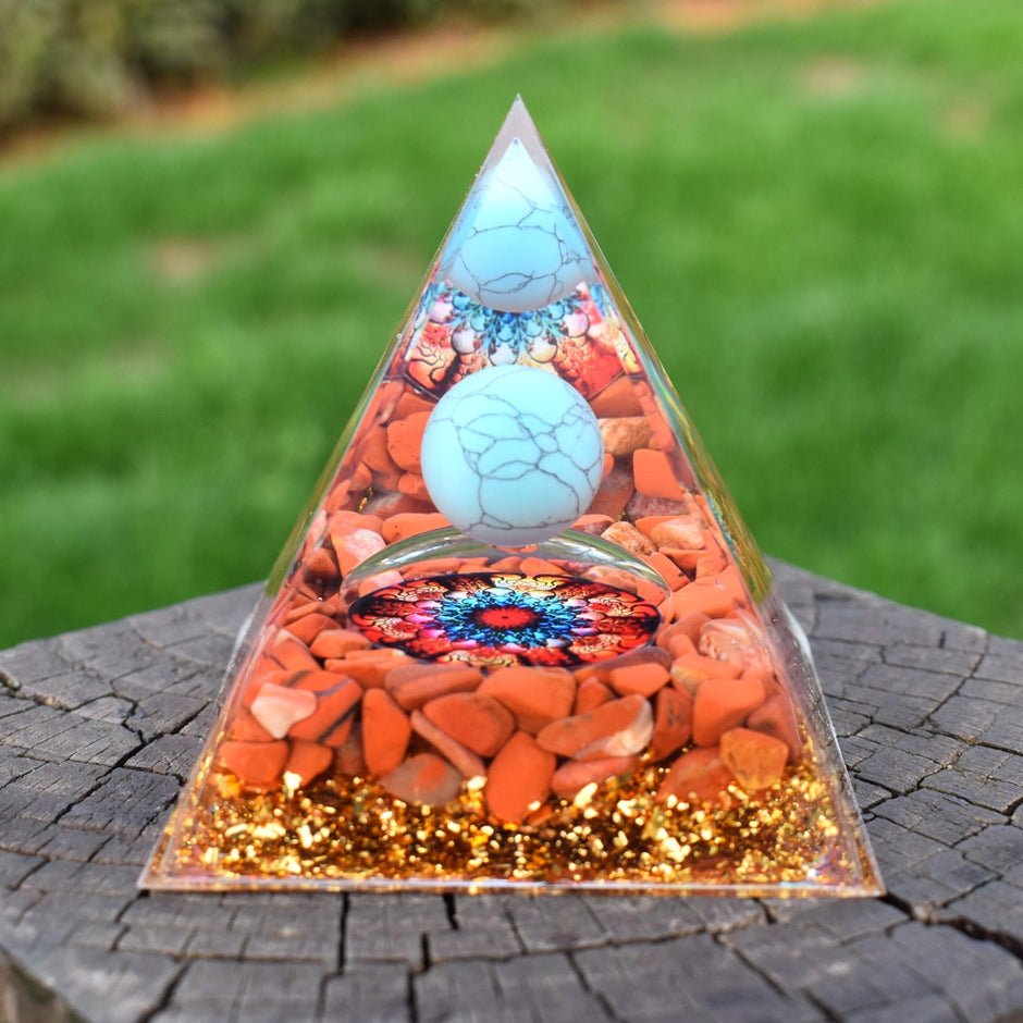 6cm orgone pirâmide obsidiana e lapis lazuli cura cristal energia