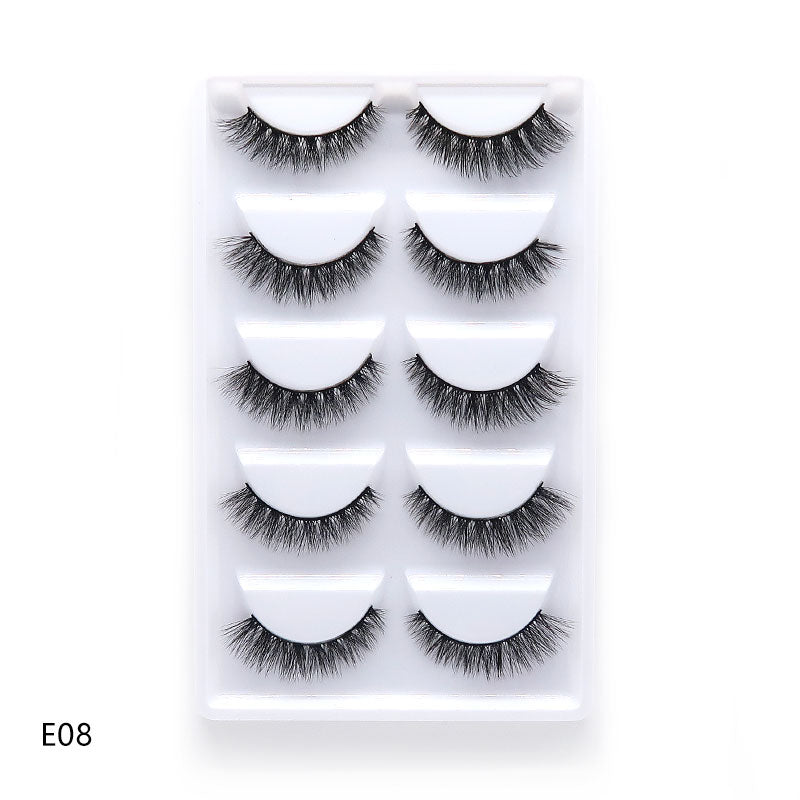 Novo 5 pares artesanal 3d vison cílios curtos cílios postiços cruz desarrumado densa natural cílios de olho estágio maquiagem cílios postiços