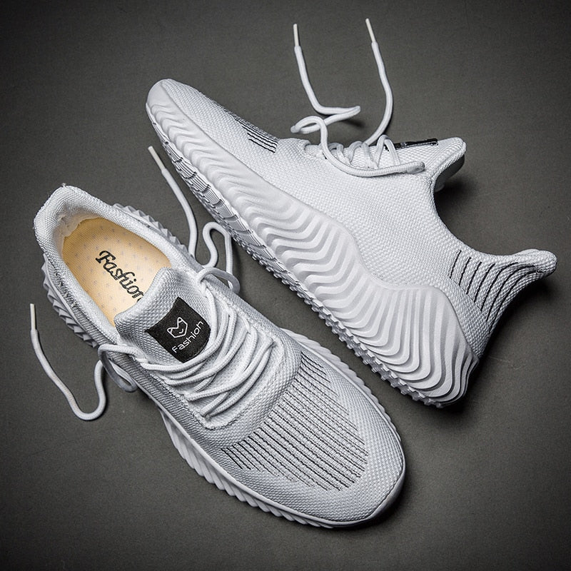 sapatos respirável malha branca tênis masculino