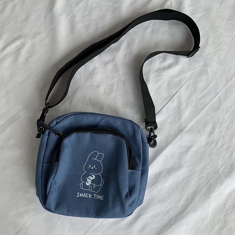 Bonito coelho lona feminina pequena crossbody