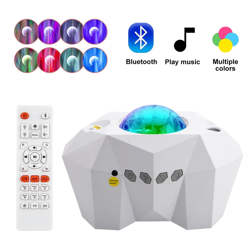 Led Aurora Borealis Stimmung Galaxy Projektor Starry Sky Musik Mond Nebel Projektion Schlafzimmer Dekoration Laser Atmosphäre Nacht Licht