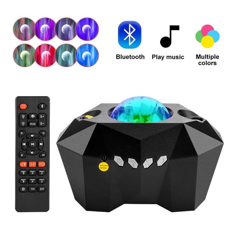 Led Aurora Borealis Stimmung Galaxy Projektor Starry Sky Musik Mond Nebel Projektion Schlafzimmer Dekoration Laser Atmosphäre Nacht Licht