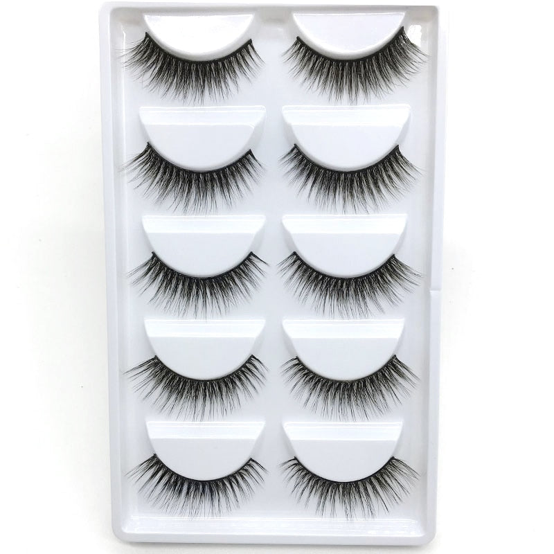 Novo 5 pares artesanal 3d vison cílios curtos cílios postiços cruz desarrumado densa natural cílios de olho estágio maquiagem cílios postiços