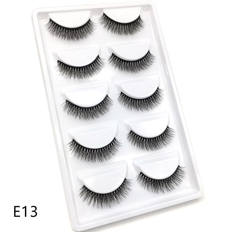 Novo 5 pares artesanal 3d vison cílios curtos cílios postiços cruz desarrumado densa natural cílios de olho estágio maquiagem cílios postiços