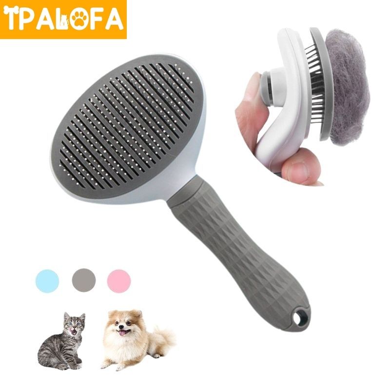 Cão de estimação escova de cabelo gato pente grooming e cuidado gato escova de aço inoxidável