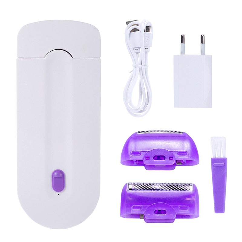 Profissional kit de remoção do cabelo indolor toque a laser depilador usb recarregável feminino