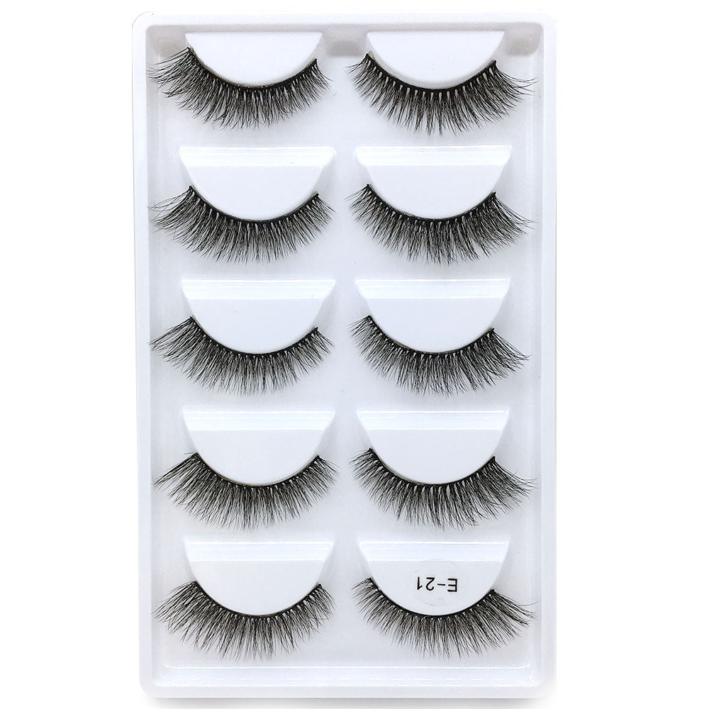 Novo 5 pares artesanal 3d vison cílios curtos cílios postiços cruz desarrumado densa natural cílios de olho estágio maquiagem cílios postiços