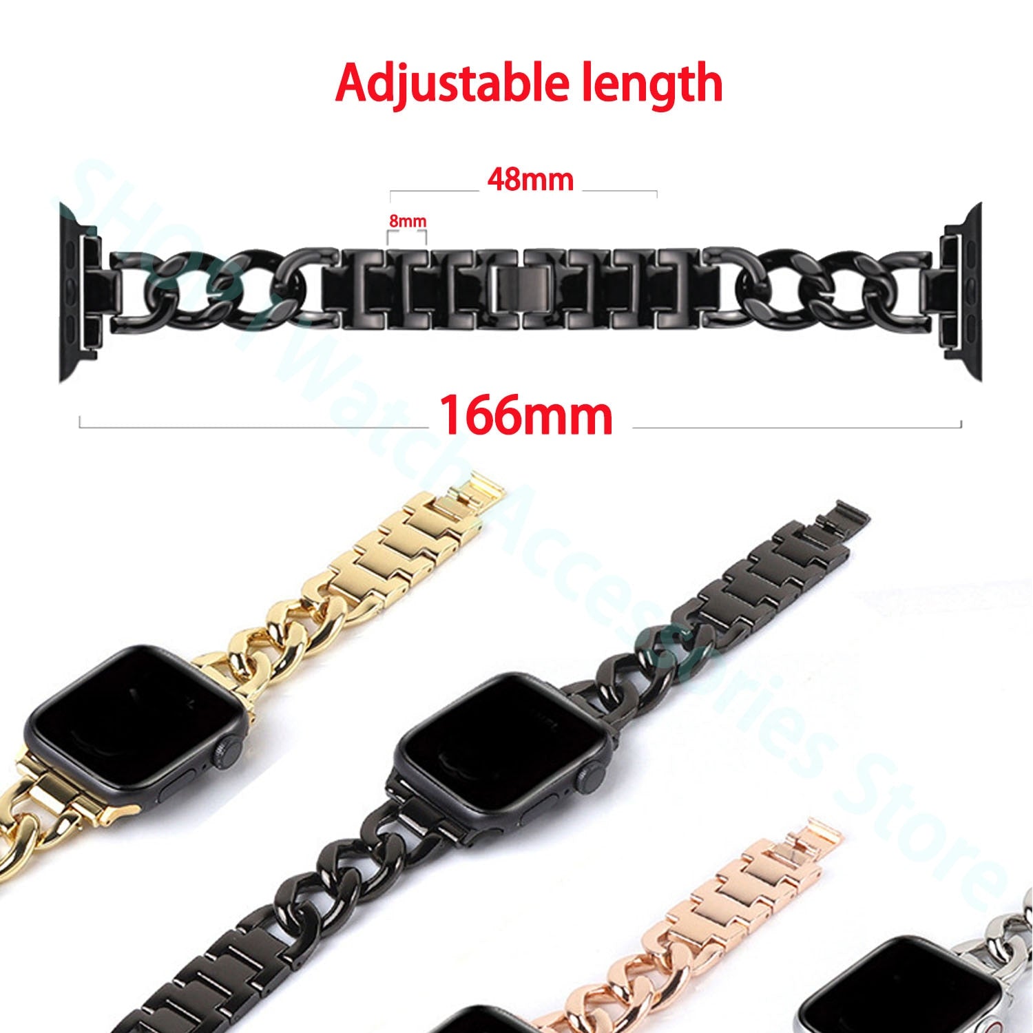 Pulseira feminina de aço inoxidável para apple watch