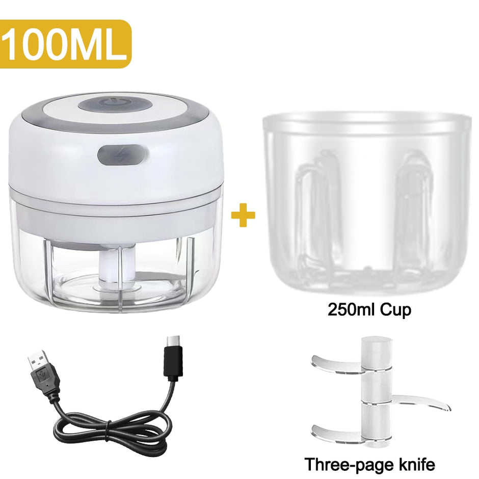100/250mL Mini Electric Garlic Chopper USB Charging Ginger Masher Machine Sturdy Durable Chili Vegetable Crusher Kitchen Tools