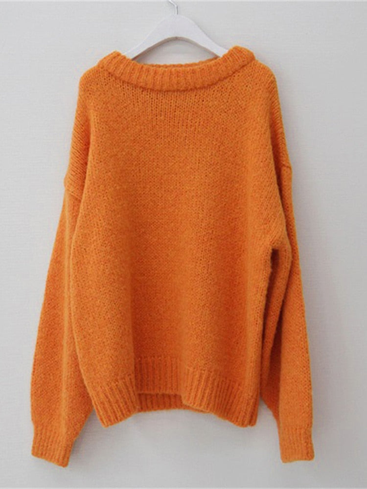 Blusa de frio feminina, blusa confortável para inverno tricô manga longa