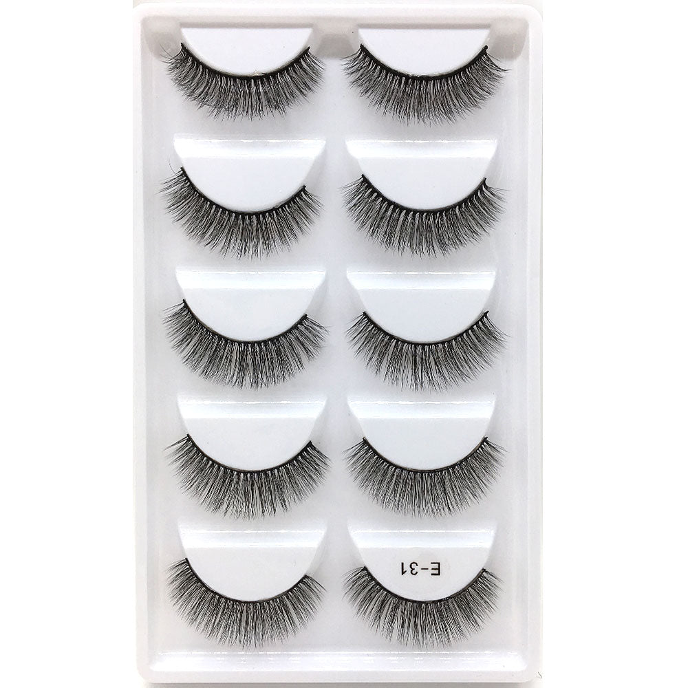 Novo 5 pares artesanal 3d vison cílios curtos cílios postiços cruz desarrumado densa natural cílios de olho estágio maquiagem cílios postiços