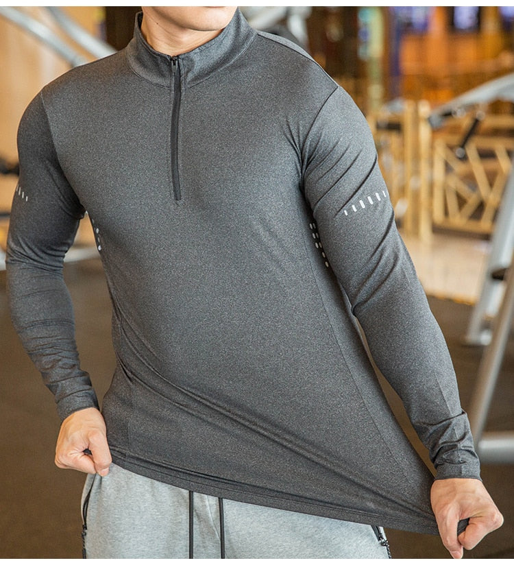 camiseta de fitness apertado manga longa camisa esporte treinamento ginásio jogging sportswear de secagem rápida